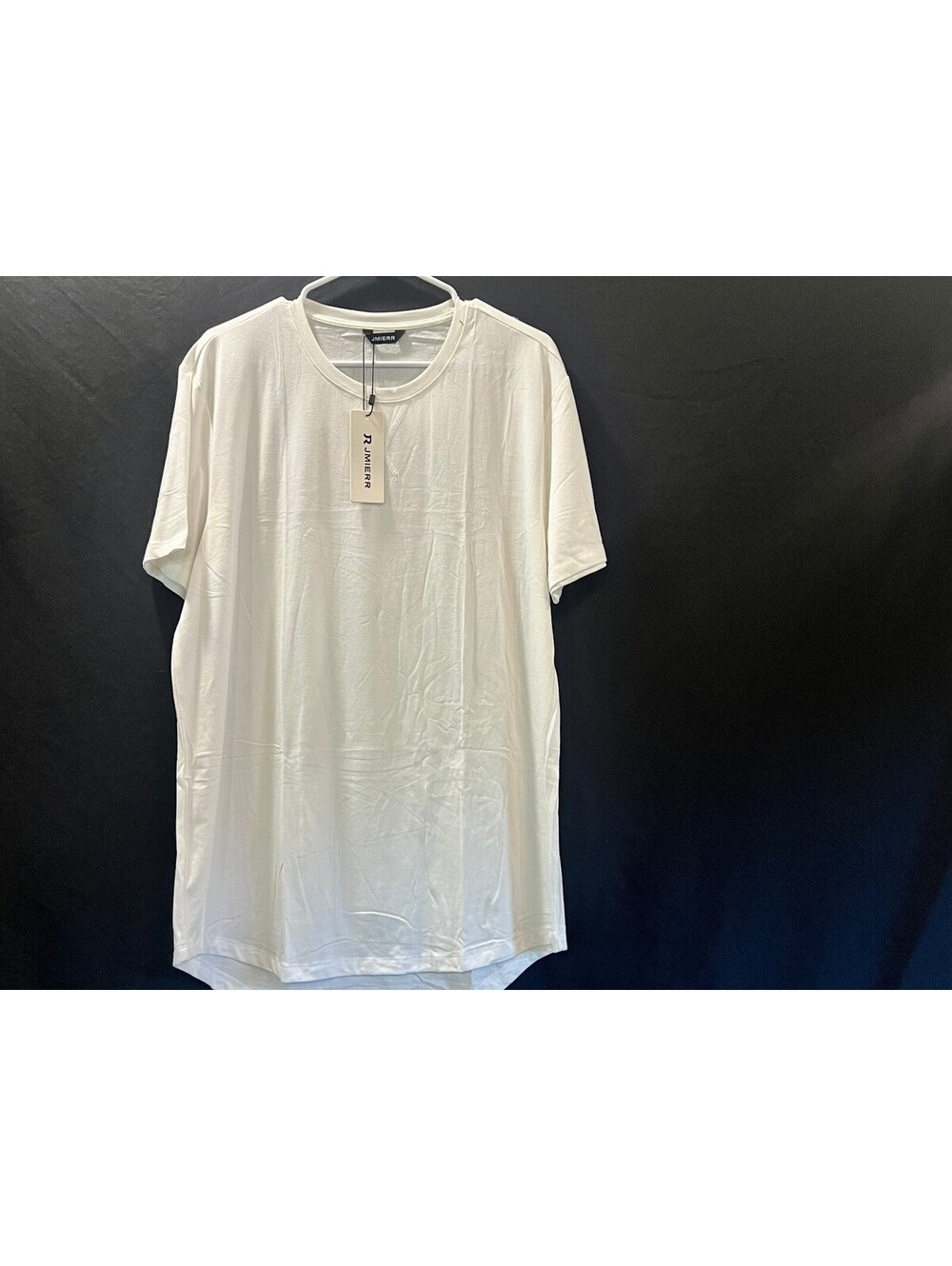 NWT JMIERR Men Large White Crew Neck Short Sleeve Longline T-Shirt